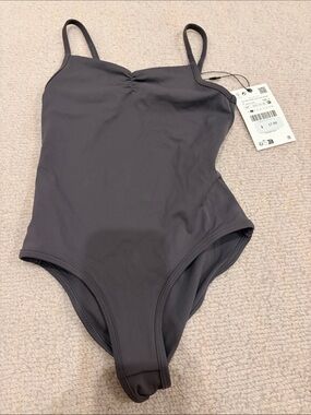 Zara Girls' Charcoal Gray Bodysuit